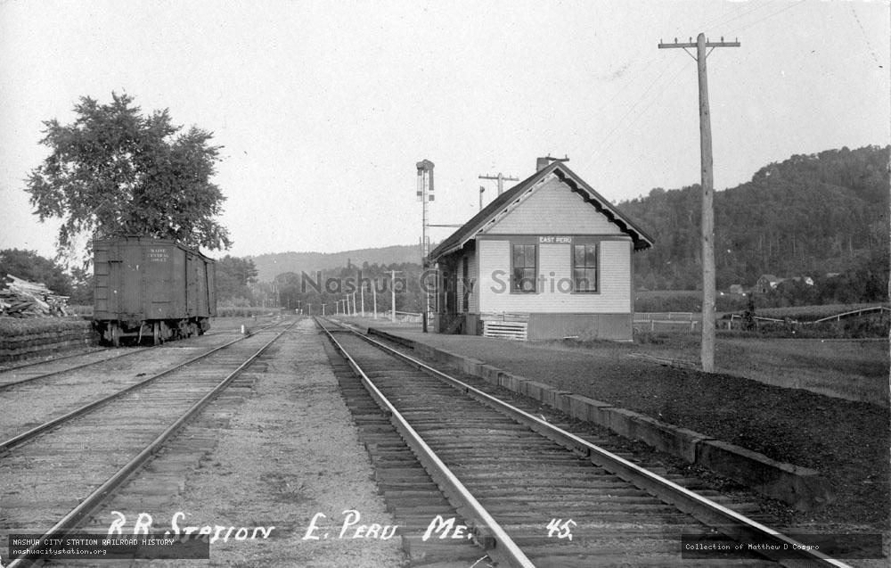 Postcard: Railroad Station, East Peru, Maine